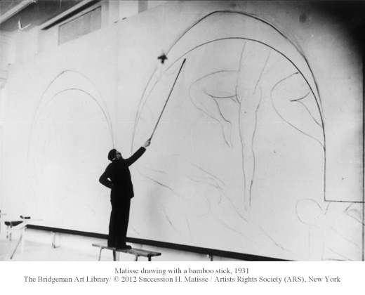 In 1930, Matisse accepts the commission to create his grand mural on the subject of modernist dance on three lunettes at the Barnes Foundation.